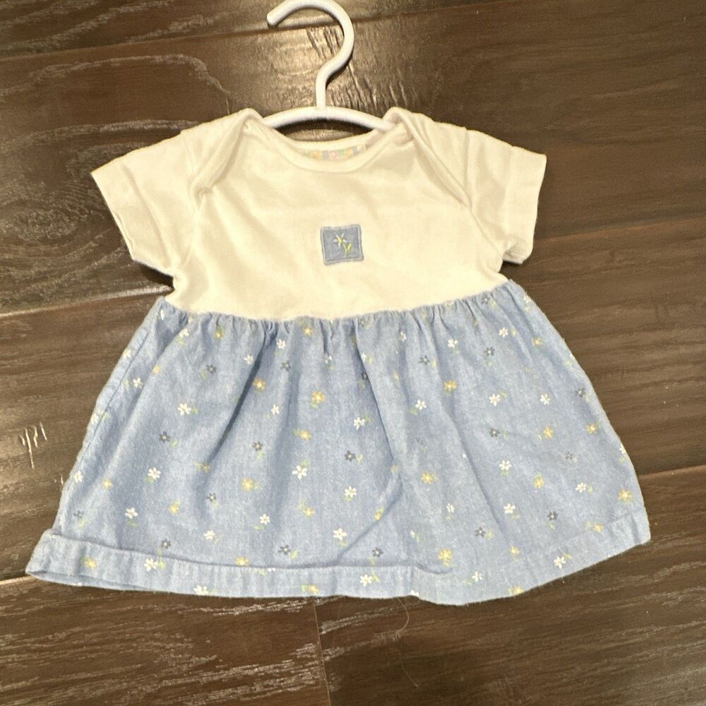 Vintage Gymboree rainbow tag Baby Girl 0-3 Months Blue Daisy baby Dress